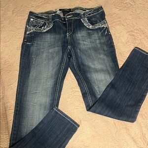 Cello Blue Skinny Jeans with Faded Whiskering